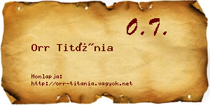 Orr Titánia névjegykártya